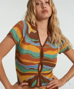 The Ragged Priest Milk It Basin Button Front Top