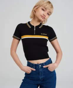 The Ragged Priest WOMEN'S Kickers Classics Black Polo Top