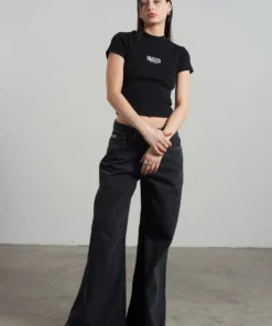 The Ragged Priest Ragged Black Ribbed Short Sleeve Tee