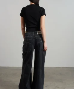 The Ragged Priest Ragged Black Ribbed Short Sleeve Tee