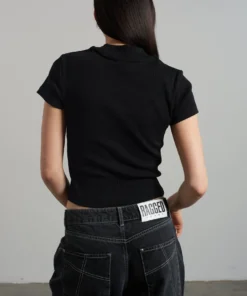 The Ragged Priest Ragged Black Ribbed Short Sleeve Tee