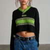The Ragged Priest WOMEN'S Ragged Green Stripe Cropped Knit