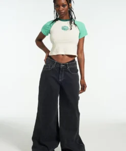 The Ragged Priest Ragged Green & White Raglan Tee