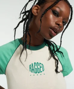 The Ragged Priest Ragged Green & White Raglan Tee