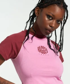 The Ragged Priest Ragged Pink Raglan Tee