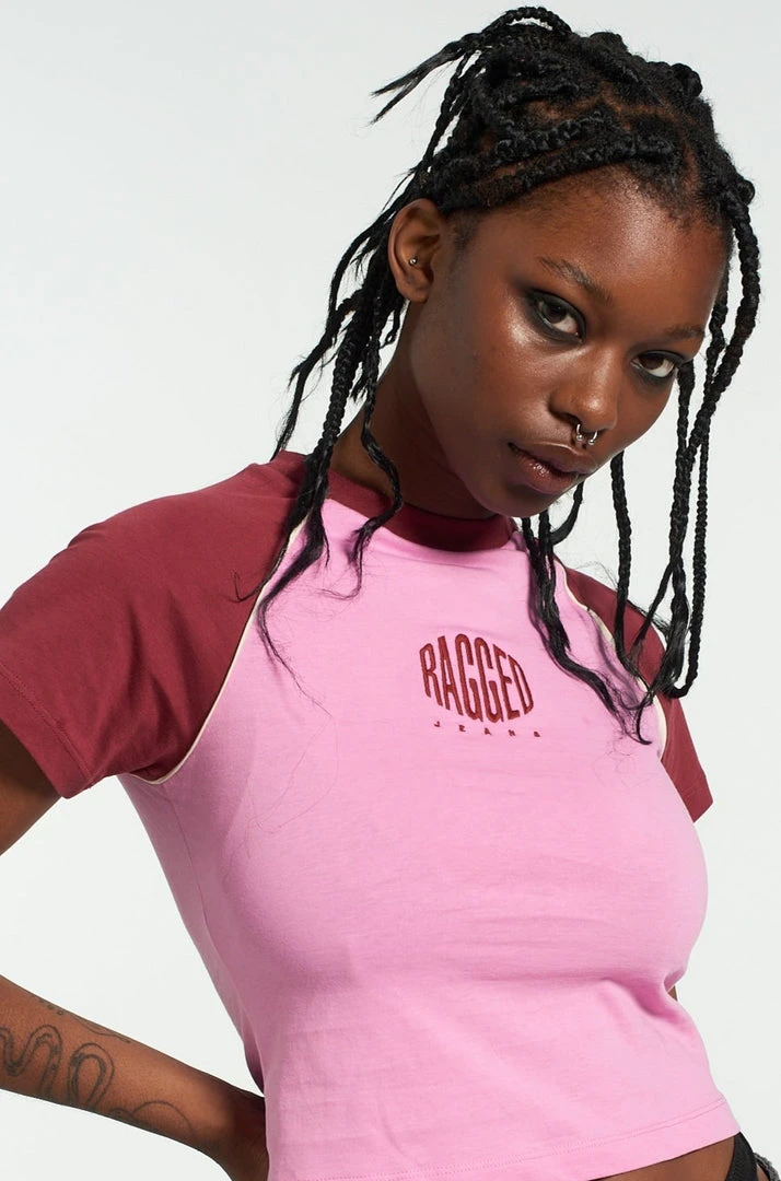 The Ragged Priest Ragged Pink Raglan Tee 2 The Ragged Priest Ragged Pink Raglan Tee