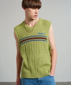 The Ragged Priest Kickers Classics Green Cable Knit Vest