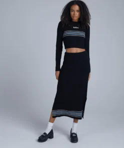The Ragged Priest SHORTS & SKIRTS Kickers Classics Black Knit Midi Skirt