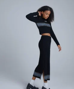 The Ragged Priest SHORTS & SKIRTS Kickers Classics Black Knit Midi Skirt