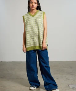 The Ragged Priest Kickers Classics Green Print Knit Vest