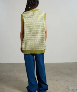 The Ragged Priest Kickers Classics Green Print Knit Vest