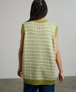 The Ragged Priest Kickers Classics Green Print Knit Vest
