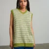 The Ragged Priest Kickers Classics Green Print Knit Vest