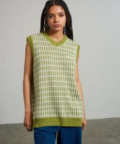 The Ragged Priest Kickers Classics Green Print Knit Vest