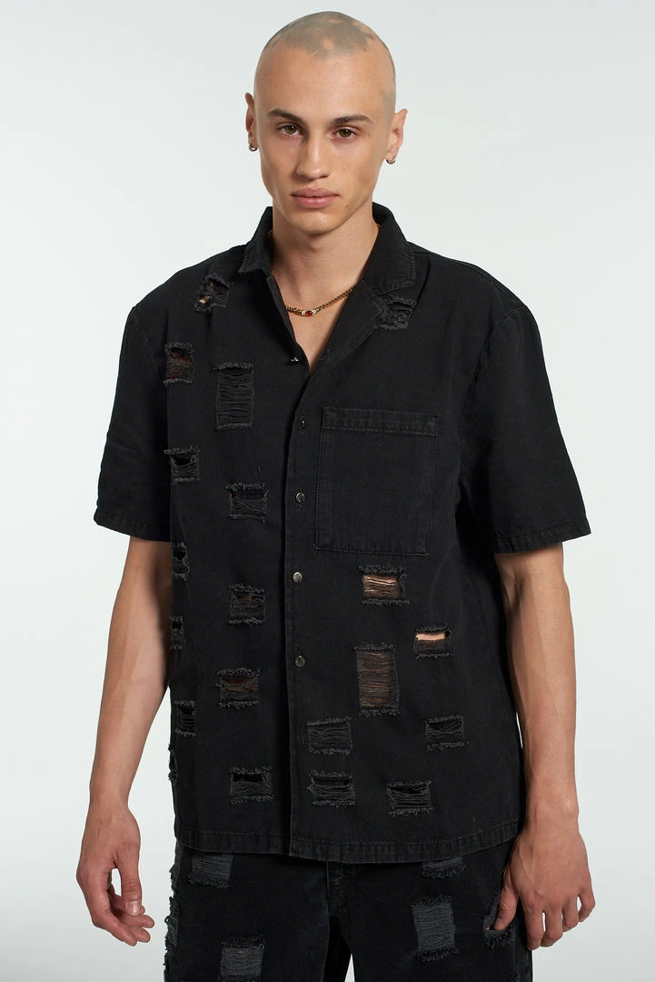 The Ragged Priest Keeper Distressed Denim Shirt 1 The Ragged Priest Keeper Distressed Denim Shirt