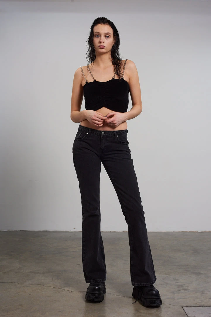 The Ragged Priest WOMEN'S Low Rider Jean - Charcoal 1 The Ragged Priest WOMEN'S Low Rider Jean - Charcoal