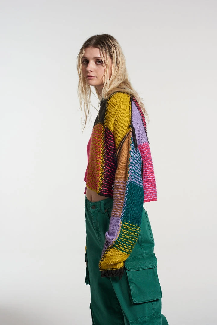 The Ragged Priest NEW ARRIVALS Mirage Patchwork Cropped Jumper 5 The Ragged Priest NEW ARRIVALS Mirage Patchwork Cropped Jumper