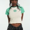 The Ragged Priest Ragged Green & White Raglan Tee