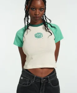 The Ragged Priest Ragged Green & White Raglan Tee