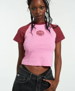 The Ragged Priest Ragged Pink Raglan Tee