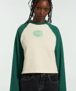 The Ragged Priest Ragged Green & White Raglan Sweater