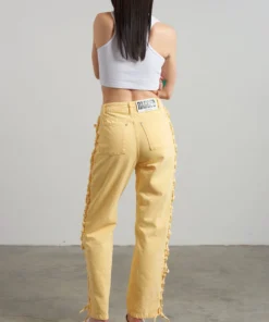 The Ragged Priest Mellow Lace Up Dad Jean Yellow WOMEN'S