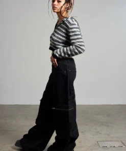 The Ragged Priest Zip Sweeper Jean - Charcoal