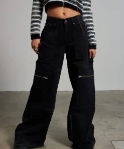 The Ragged Priest Zip Sweeper Jean - Charcoal