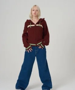 The Ragged Priest Kickers Classics Brown Knit Hoodie WOMEN'S