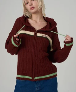 The Ragged Priest Kickers Classics Brown Knit Hoodie WOMEN'S