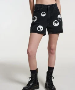 The Ragged Priest NEW ARRIVALS Yin Yang Shorts Charcoal