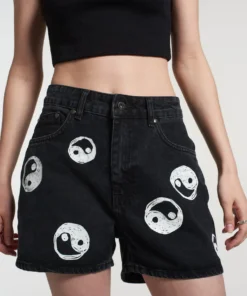 The Ragged Priest NEW ARRIVALS Yin Yang Shorts Charcoal