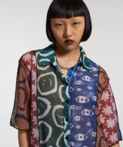 The Ragged Priest NEW ARRIVALS Stranded Mesh Shirt Dress