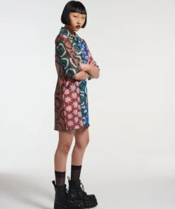 The Ragged Priest NEW ARRIVALS Stranded Mesh Shirt Dress