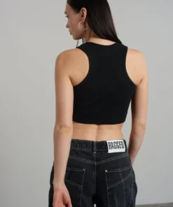 The Ragged Priest Ragged Black Ribbed Vest