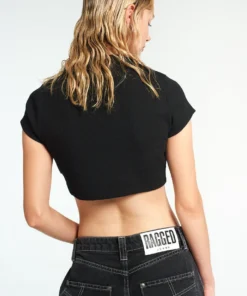 The Ragged Priest Ragged Diamante Black Cropped Tee