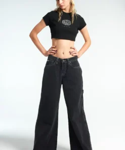 The Ragged Priest Ragged Diamante Black Cropped Tee