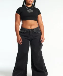 The Ragged Priest Ragged Diamante Black Cropped Tee