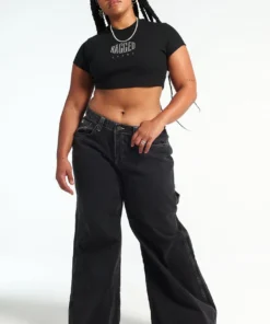 The Ragged Priest Ragged Diamante Black Cropped Tee