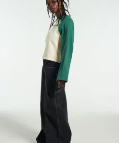 The Ragged Priest Ragged Green & White Raglan Sweater