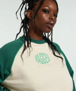 The Ragged Priest Ragged Green & White Raglan Sweater