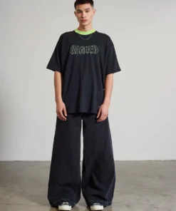 The Ragged Priest Warden Wide Leg Charcoal Skater Jean