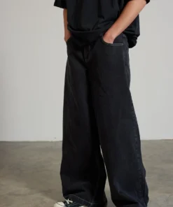 The Ragged Priest Warden Wide Leg Charcoal Skater Jean