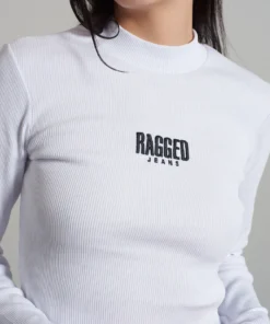 The Ragged Priest Ragged White Ribbed Long Sleeve Tee