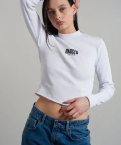 The Ragged Priest Ragged White Ribbed Long Sleeve Tee