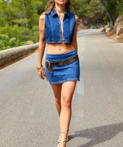 The Ragged Priest NEW ARRIVALS Milk It Idle Denim Mini Skirt